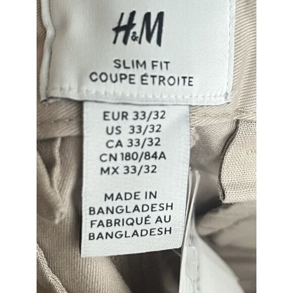 H&M Mens Slim Fit Chino Pants Sz 33 x 32 NWT - Picture 5 of 7